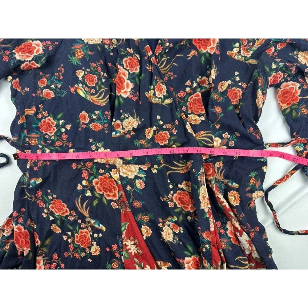 Farm Rio Wrap Gracia Dress Navy Floral Maxi 1X $275 - Picture 10 of 10